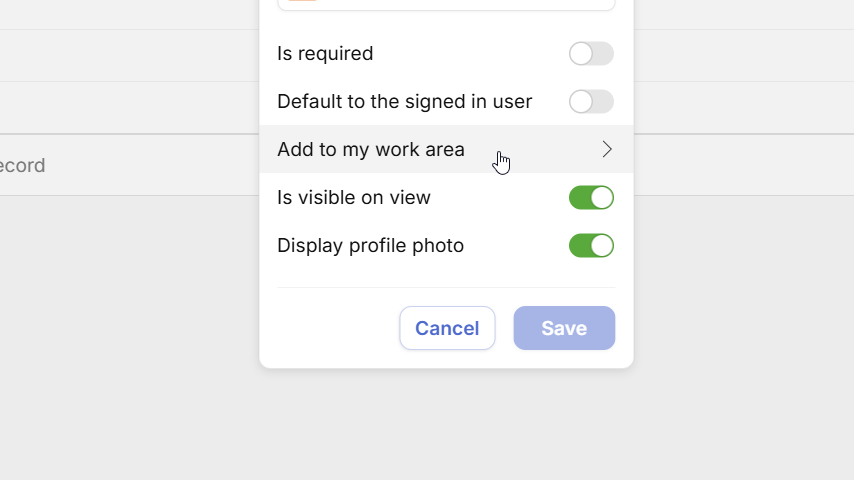 My Work Field Config
