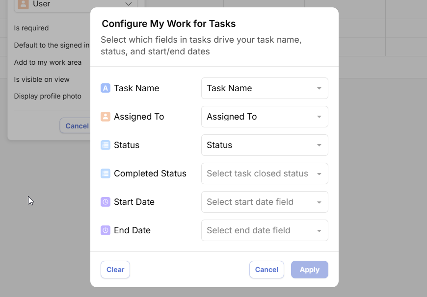 My Work Config Modal