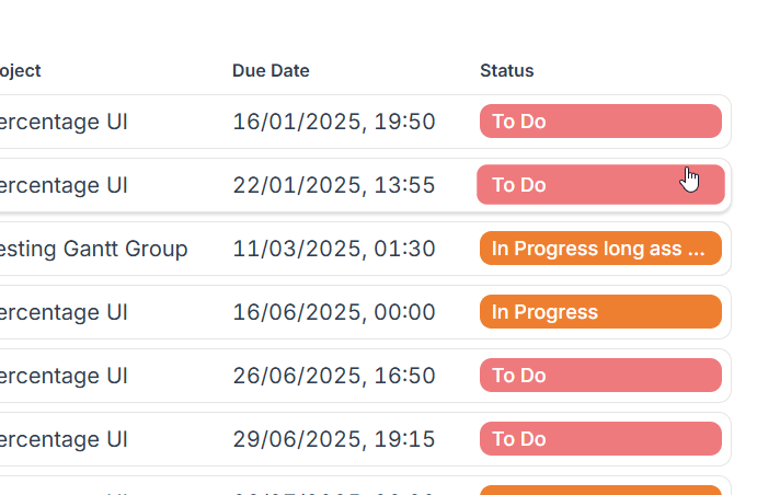 Updating status on mywork tasks