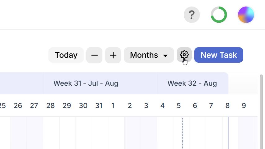 Timeline settings button