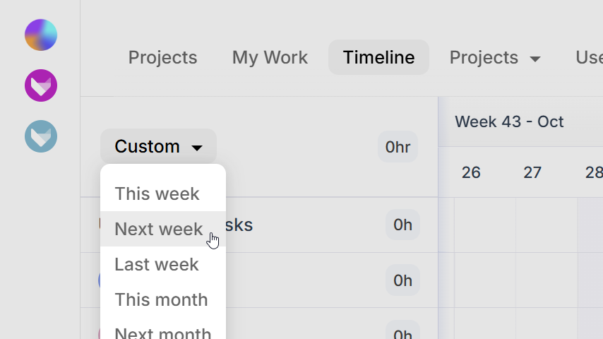 Allocation range dropdown