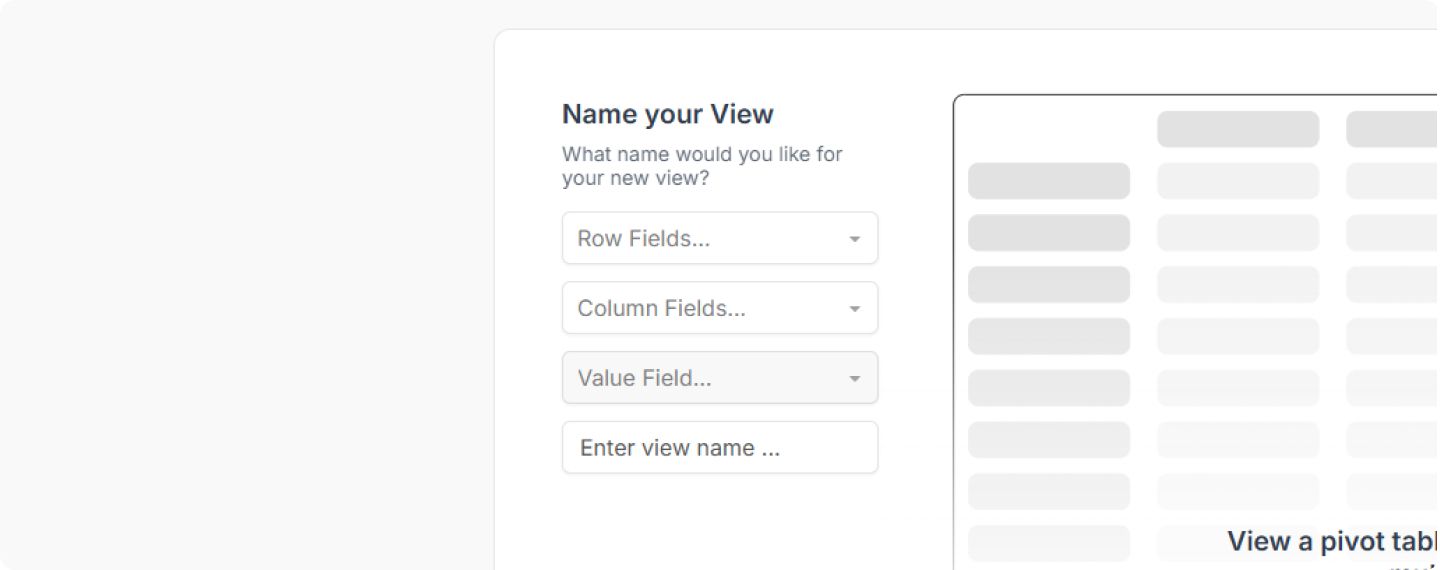 Initial Pivot Required Fields screen